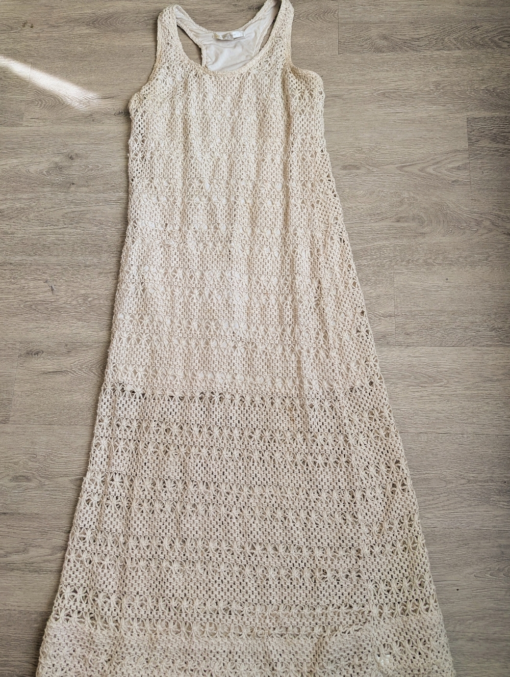 LC Lauren Conrad Cream Crochet Maxi Tank Dress